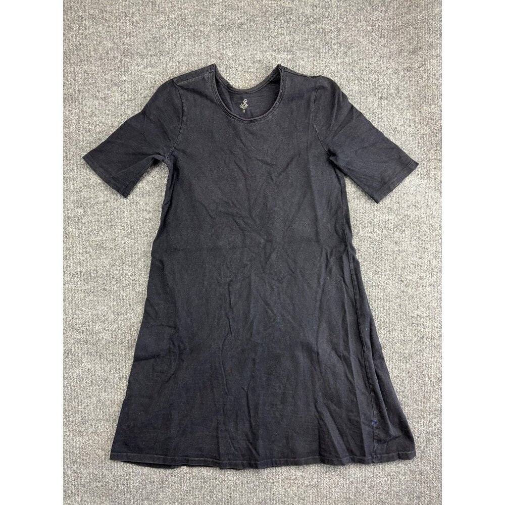 Forty Five 45 RPM Shirt Womens 2 Black Cotton Short Sleeve Casual Dress